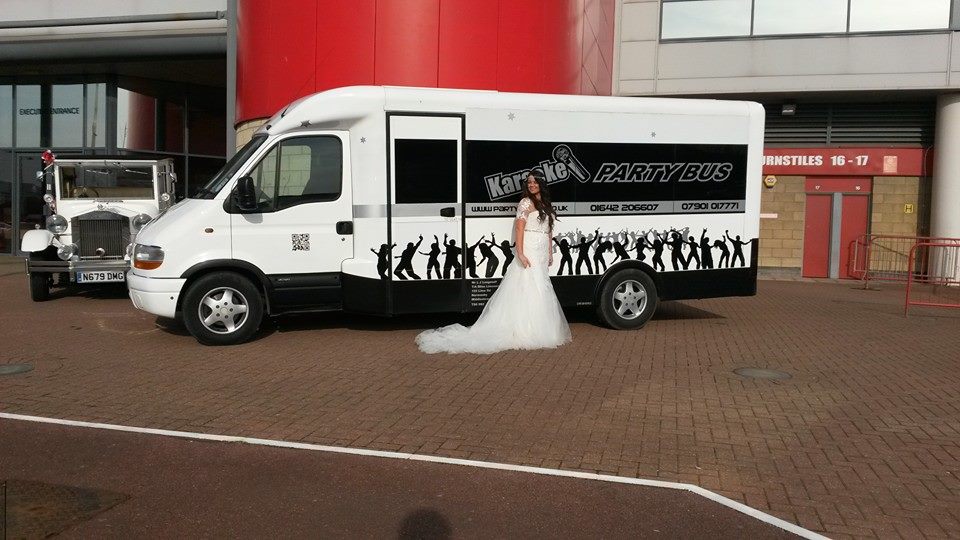 16 seat party bus hire Middlesbrough, Stockton, Hartlepool, Durham, Whitby, Newcastle. Prom party bus hire, hen party bus hire, Newcastle Metro Arena party bus hire.